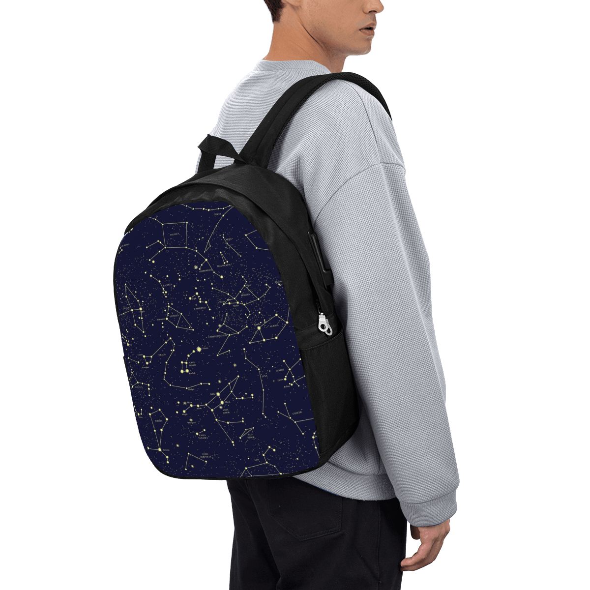 Laptop Bag - Nachthimmel, goldene himmlische Sterne, Sternzeichen, Sternbilder,