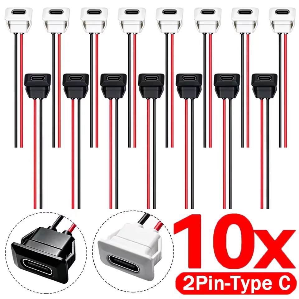 Usb C Hub - Typ-C-Buchse, wasserdicht, USB-C-Buchse, 2-polig, 3A-Ladeanschluss, Stromkabelverlängerung,